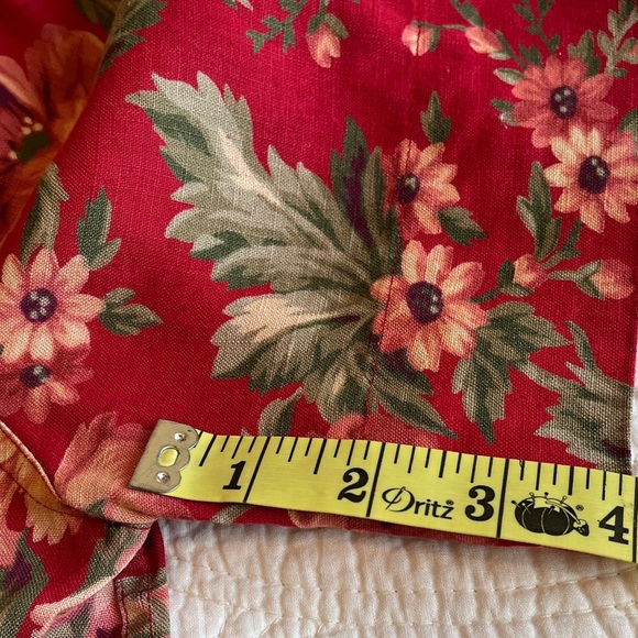 LRL Linen Floral Button Down Camp Shirt Women’s Medium Cottagecore Red Green - Picture 16 of 16